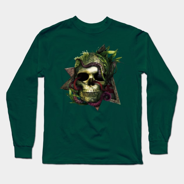 Octopus Skull Long Sleeve T-Shirt by SamuelC23